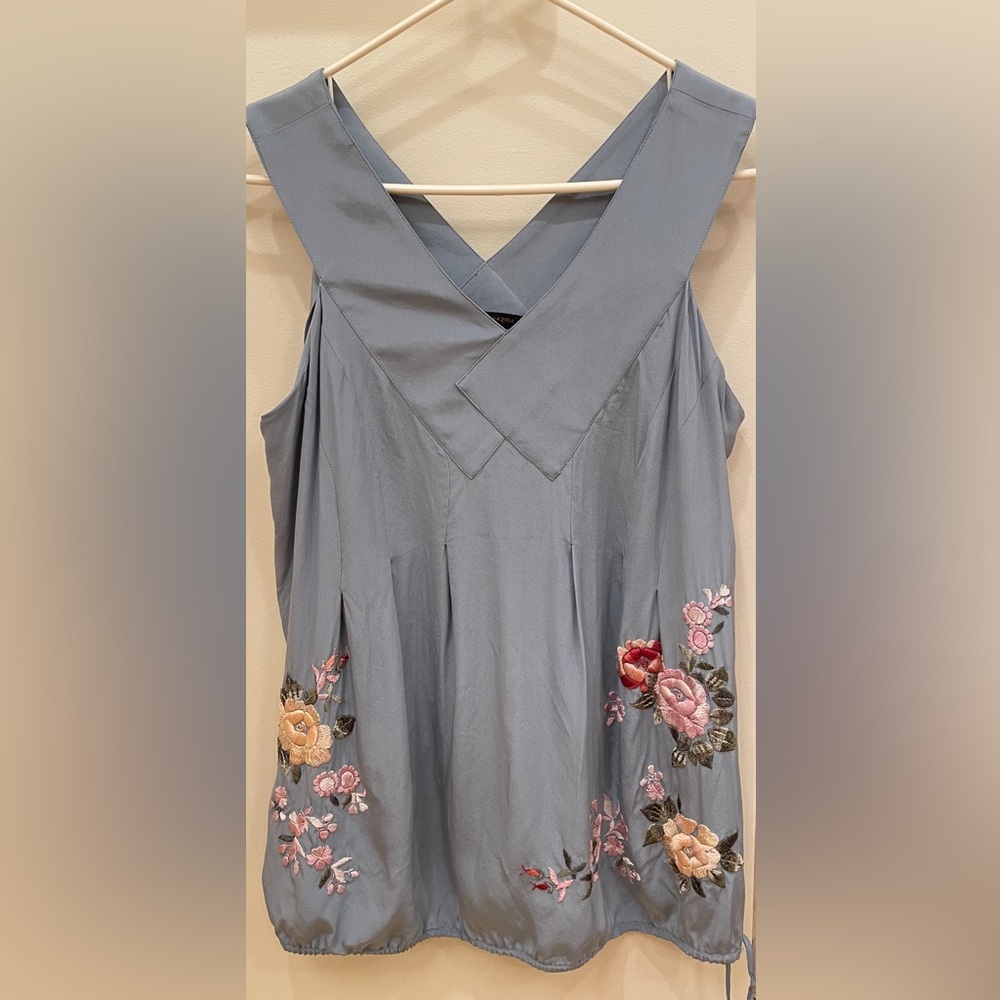 BCBGMaxazaria Silk Embroidered Tank Top